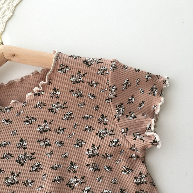 Girls Floral Short Sleeve Pajama Set