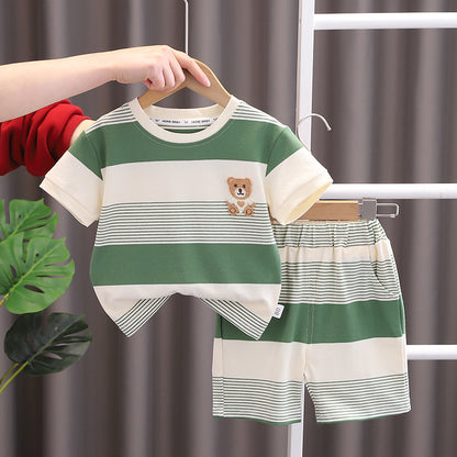 Children Cartoon Cotton T-Shirt Shorts Set