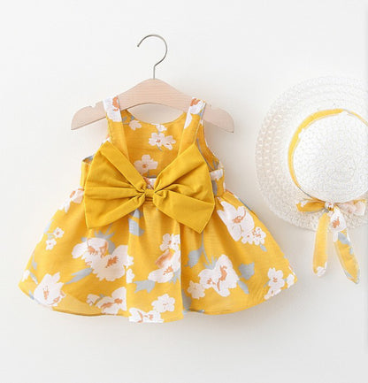 Baby Girl Summer Bow Dress with Hat
