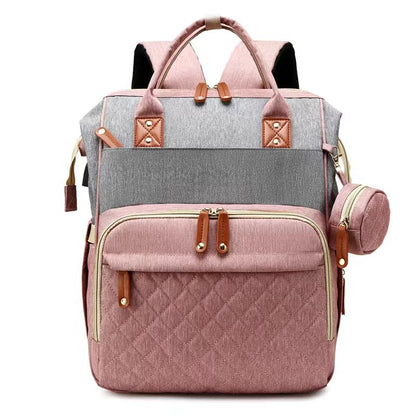 Lightweight Mommy Backpack with Foldable Baby Bed Stroller Compatible Large Capacity Diaper Bag