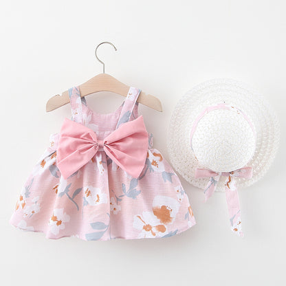 Baby Girl Summer Bow Dress with Hat