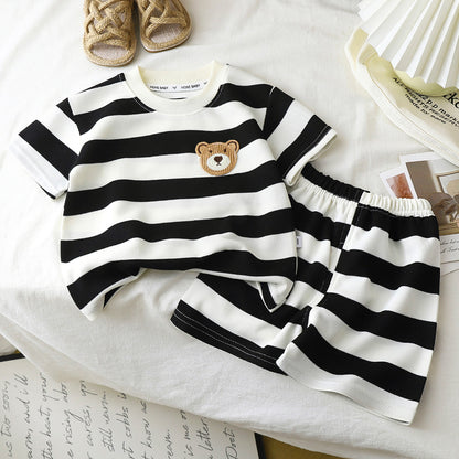 Children's Striped Short Sleeve and Shorts Set