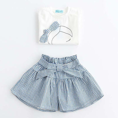 Girls Sleeveless Top and Plaid Skirt