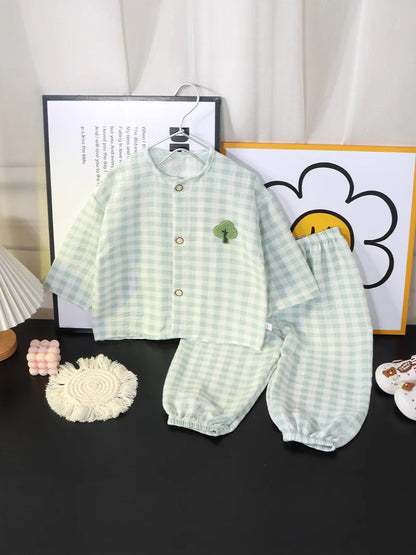 Children's Cotton Pajama Set with Cartoon Patterns