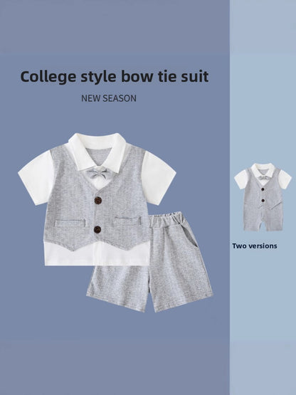 Boys Preppy Style Short Sleeve Suit