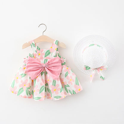Baby Girl Summer Bow Dress with Hat