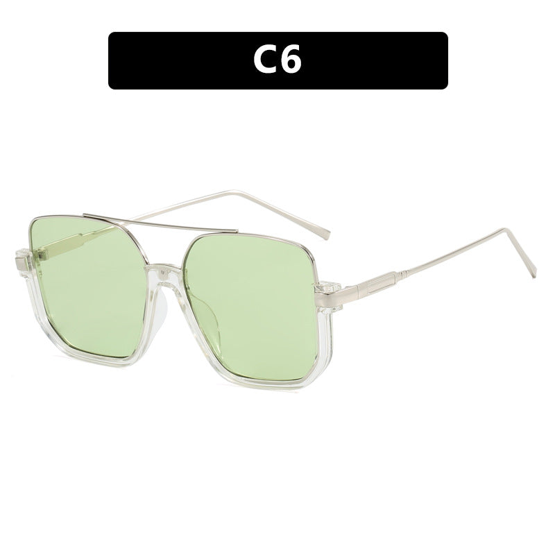 Women Double Beam Sunglasses Large Frame Retro Style