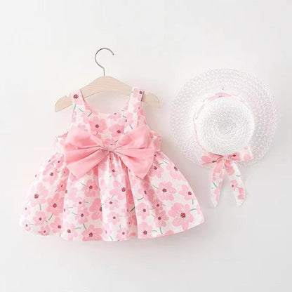 Baby Girl Summer Bow Dress with Hat