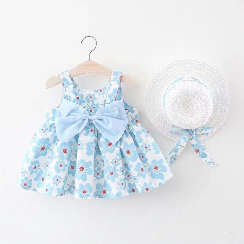 Baby Girl Summer Bow Dress with Hat
