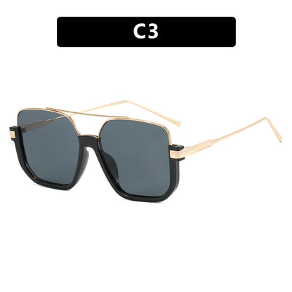 Women Double Beam Sunglasses Large Frame Retro Style