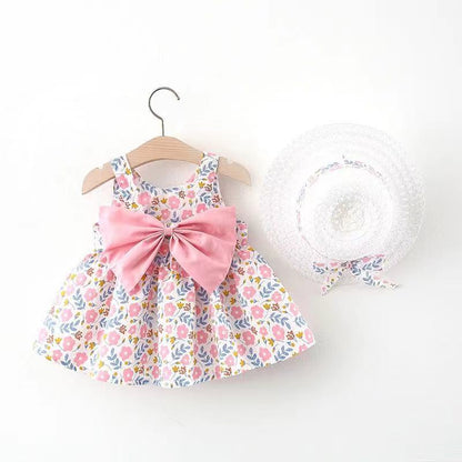 Baby Girl Summer Bow Dress with Hat