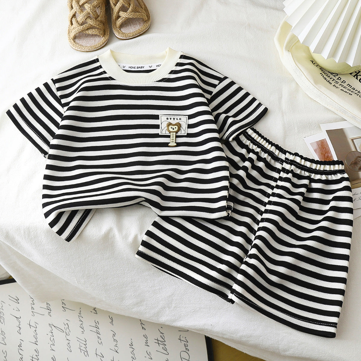 Children's Striped Short Sleeve and Shorts Set