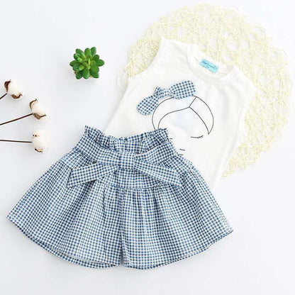 Girls Sleeveless Top and Plaid Skirt