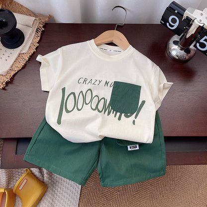 Childrens Short Sleeve Printed Two-Piece Set
