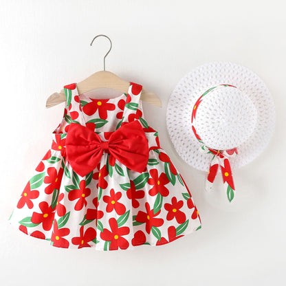 Baby Girl Summer Bow Dress with Hat