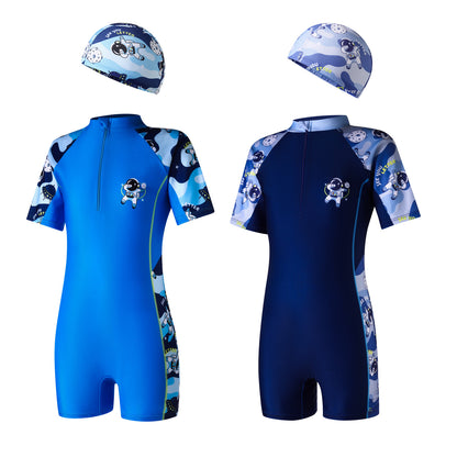 Cartoon-style boy-girl one-piece swimming suit