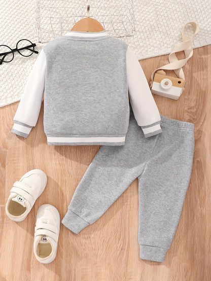Boys Letter Embroidered Baseball Suit Set