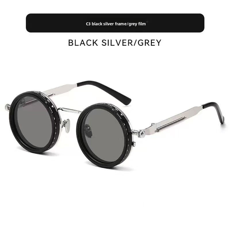 Adjustable Polarized Sunglasses Steampunk Round Metal Frame