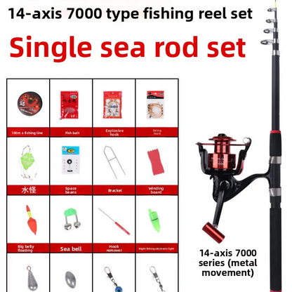 Fiberglass Fishing Rod Set with Reel