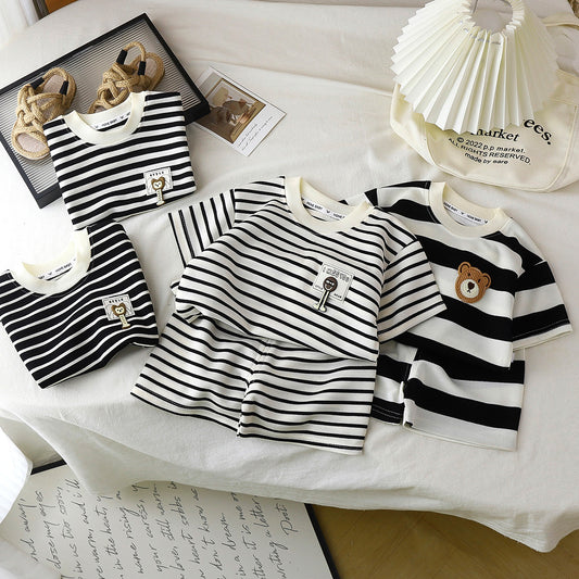 Children's Striped Short Sleeve and Shorts Set