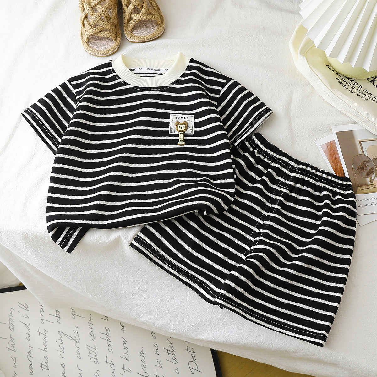 Children's Striped Short Sleeve and Shorts Set
