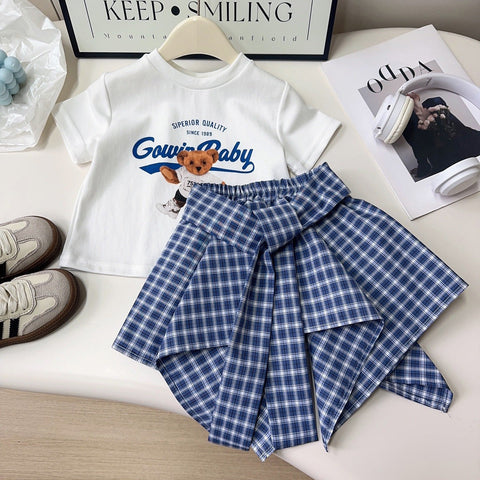 Girl's Bear  T-Shirt and Skirt Set