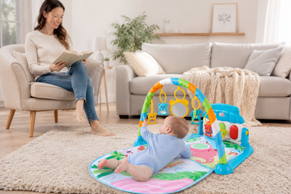 Baby Fitness Stand Music Play Gym Activity Toys Newborn Piano Crawling Blanket Pedal Game Pad Early Education 0-36 Months Gifts