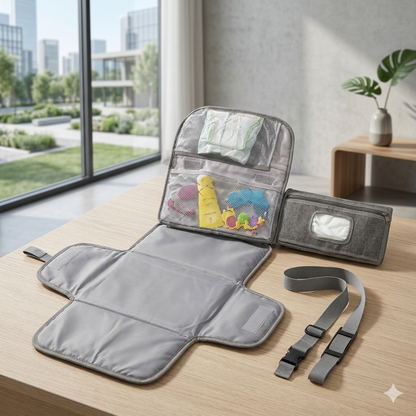 Portable diaper changing stroller hanging diaper pad bag