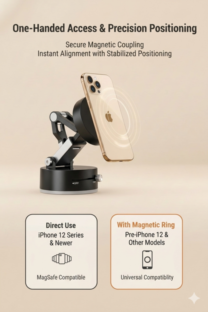 Hands-Free Foldable Magnetic Vacuum  Phone Holder