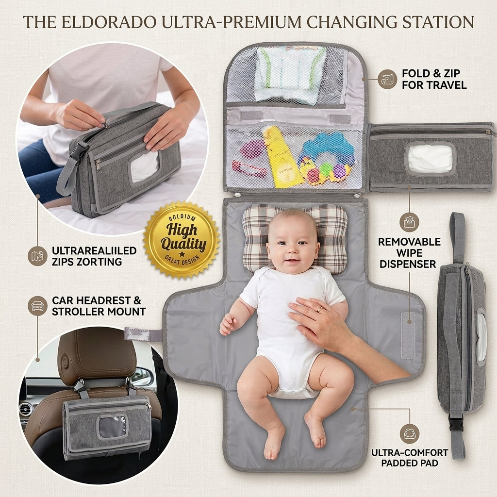 Portable diaper changing stroller hanging diaper pad bag