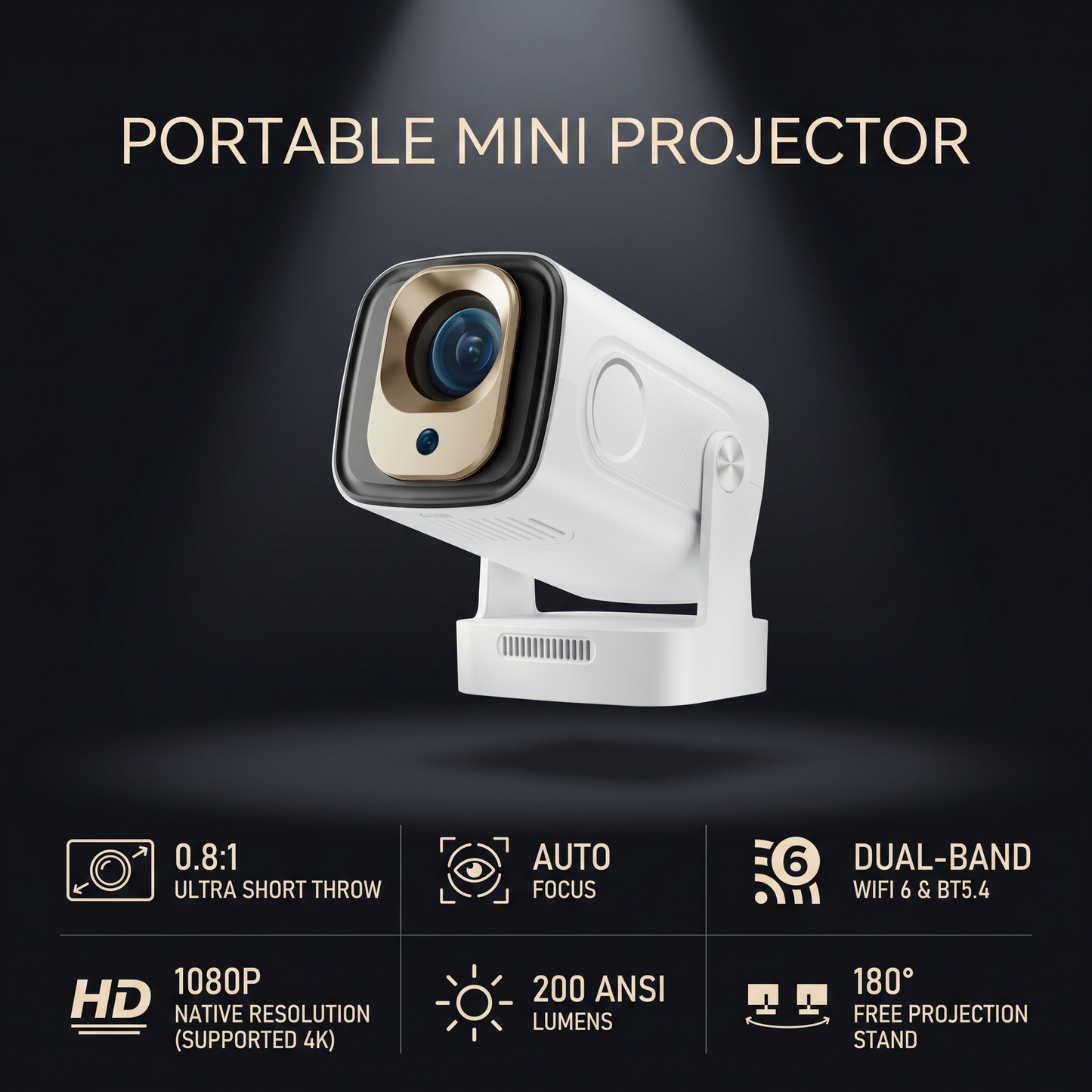Portable Mini Projector with Autofocus