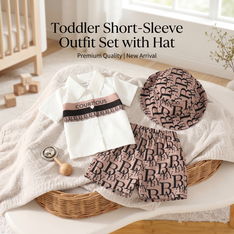 Toddler Short-Sleeve Outfit Set with Hat