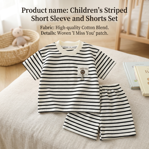 Children's Striped Short Sleeve and Shorts Set