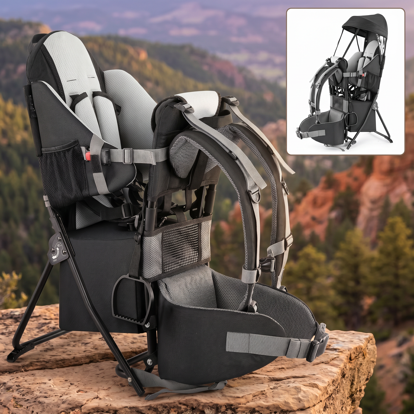 Adjustable Baby Hiking Backpack with Foldable Frame