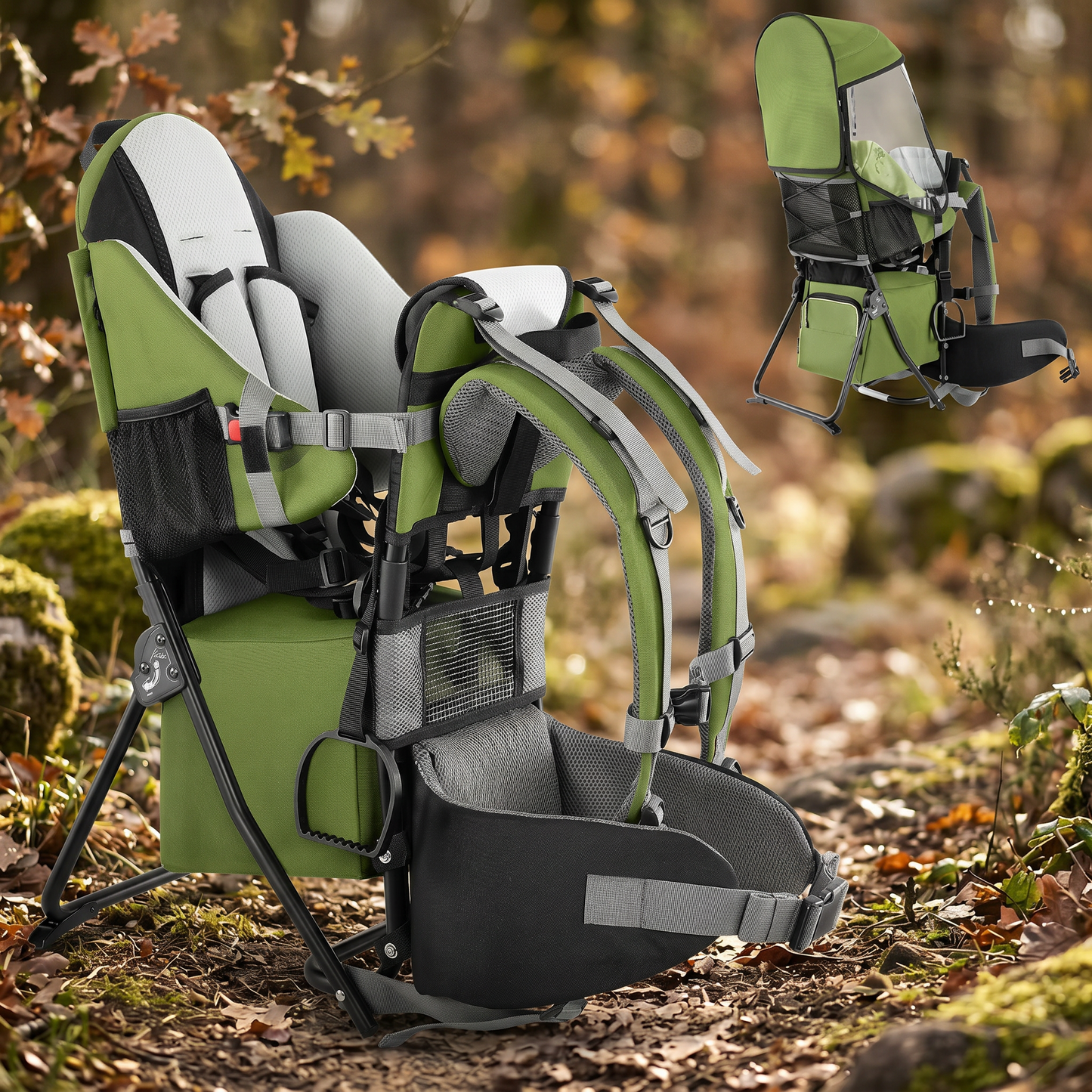 Adjustable Baby Hiking Backpack with Foldable Frame