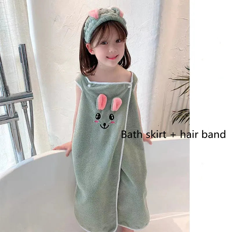 Children'S Bath Towel, Bathrobe, Wrap Shower Skirt Super Soft Children'S Absorbent Beach Towel Suitable for 3-1 4Year Old Girls