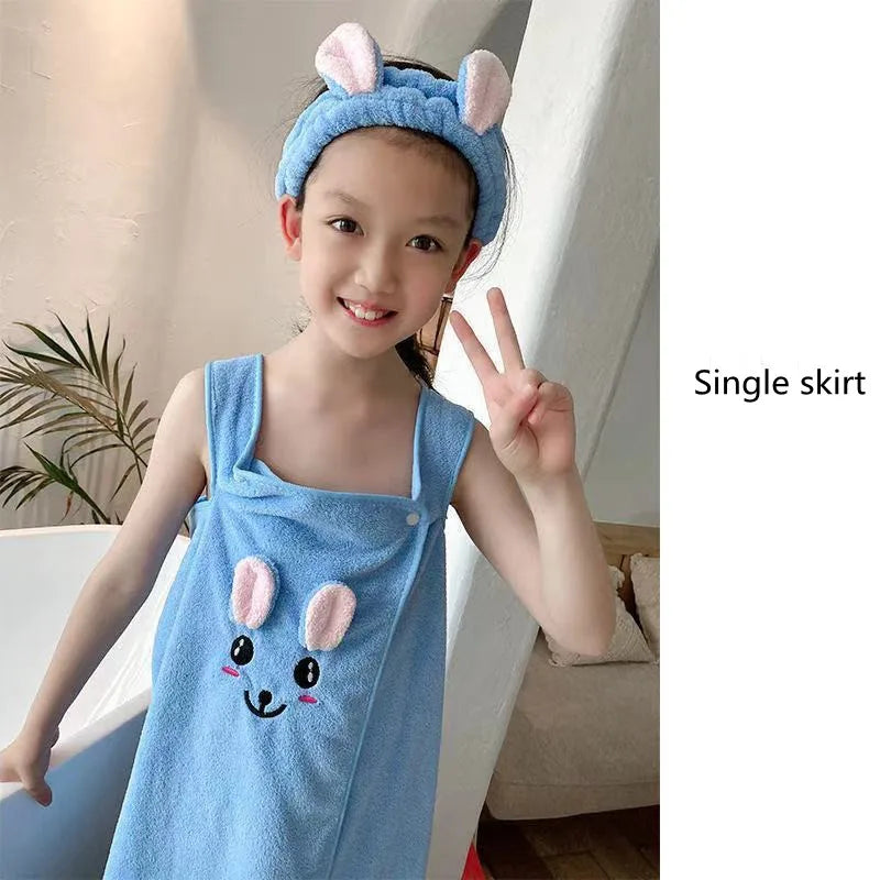 Children'S Bath Towel, Bathrobe, Wrap Shower Skirt Super Soft Children'S Absorbent Beach Towel Suitable for 3-1 4Year Old Girls