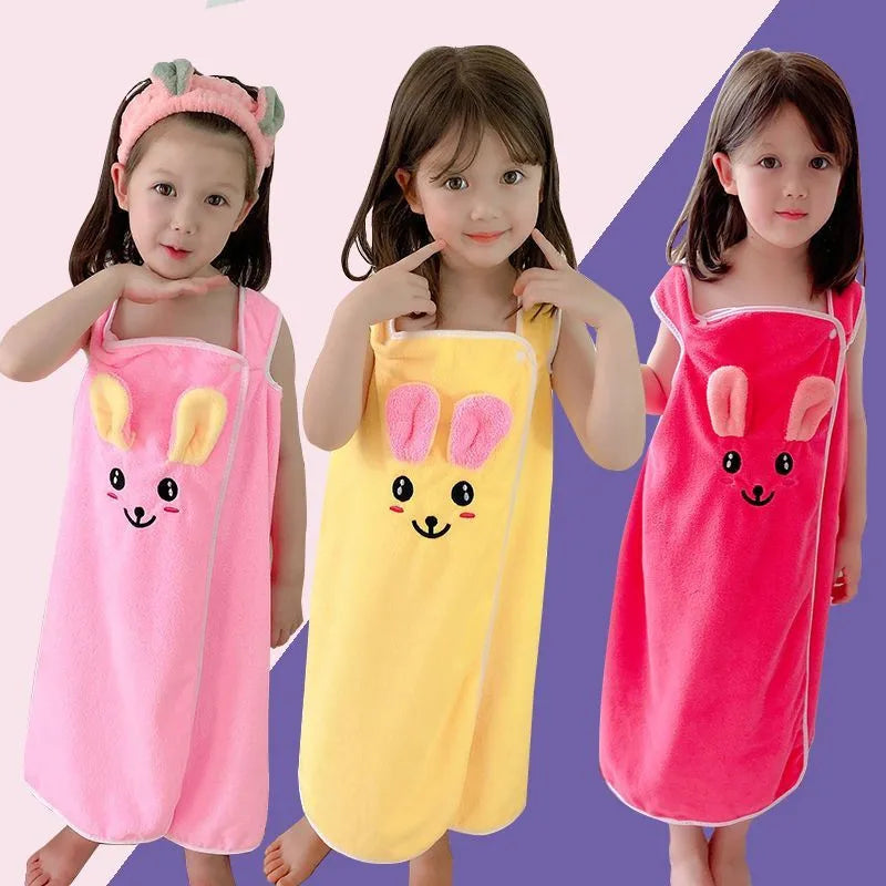 Children'S Bath Towel, Bathrobe, Wrap Shower Skirt Super Soft Children'S Absorbent Beach Towel Suitable for 3-1 4Year Old Girls