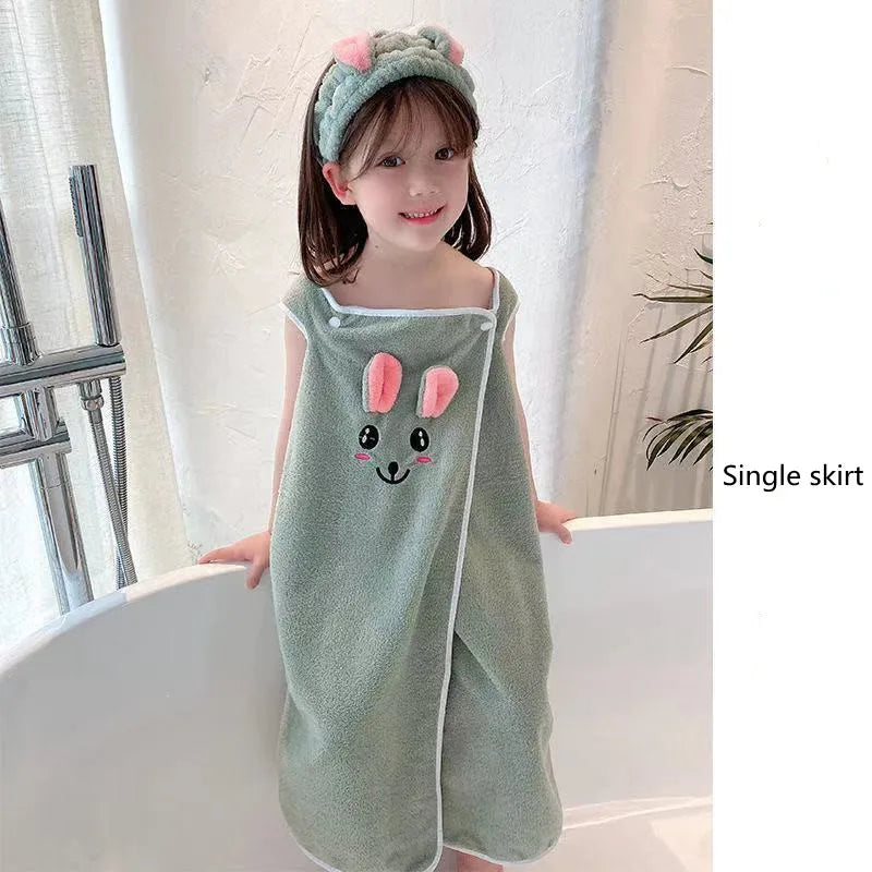Children'S Bath Towel, Bathrobe, Wrap Shower Skirt Super Soft Children'S Absorbent Beach Towel Suitable for 3-1 4Year Old Girls