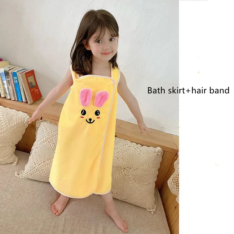 Children'S Bath Towel, Bathrobe, Wrap Shower Skirt Super Soft Children'S Absorbent Beach Towel Suitable for 3-1 4Year Old Girls