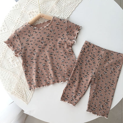 Girls Floral Short Sleeve Pajama Set