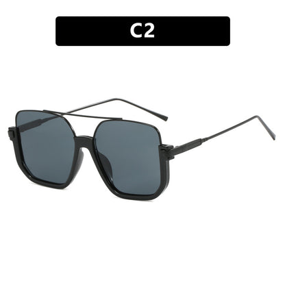 Women Double Beam Sunglasses Large Frame Retro Style