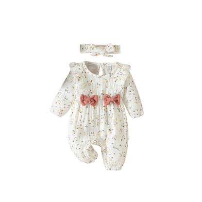 Baby Floral Romper with Hair Band