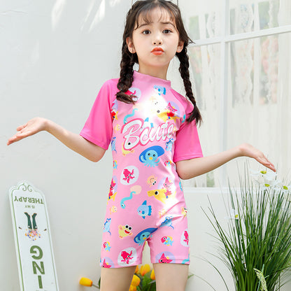 Cartoon-style boy-girl one-piece swimming suit