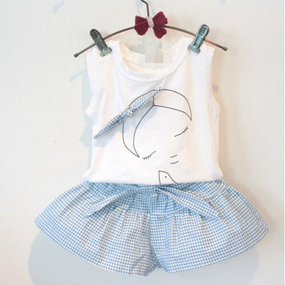 Girls Sleeveless Top and Plaid Skirt