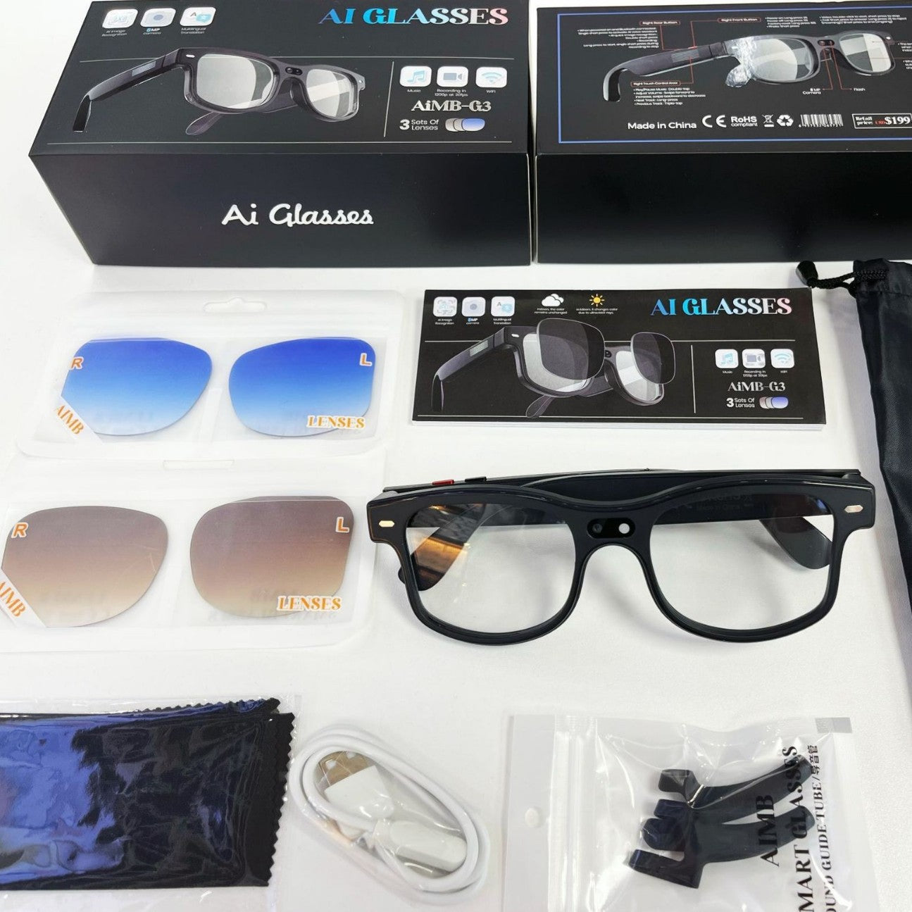 AIMB-G1 Smart Glasses with AI Translation