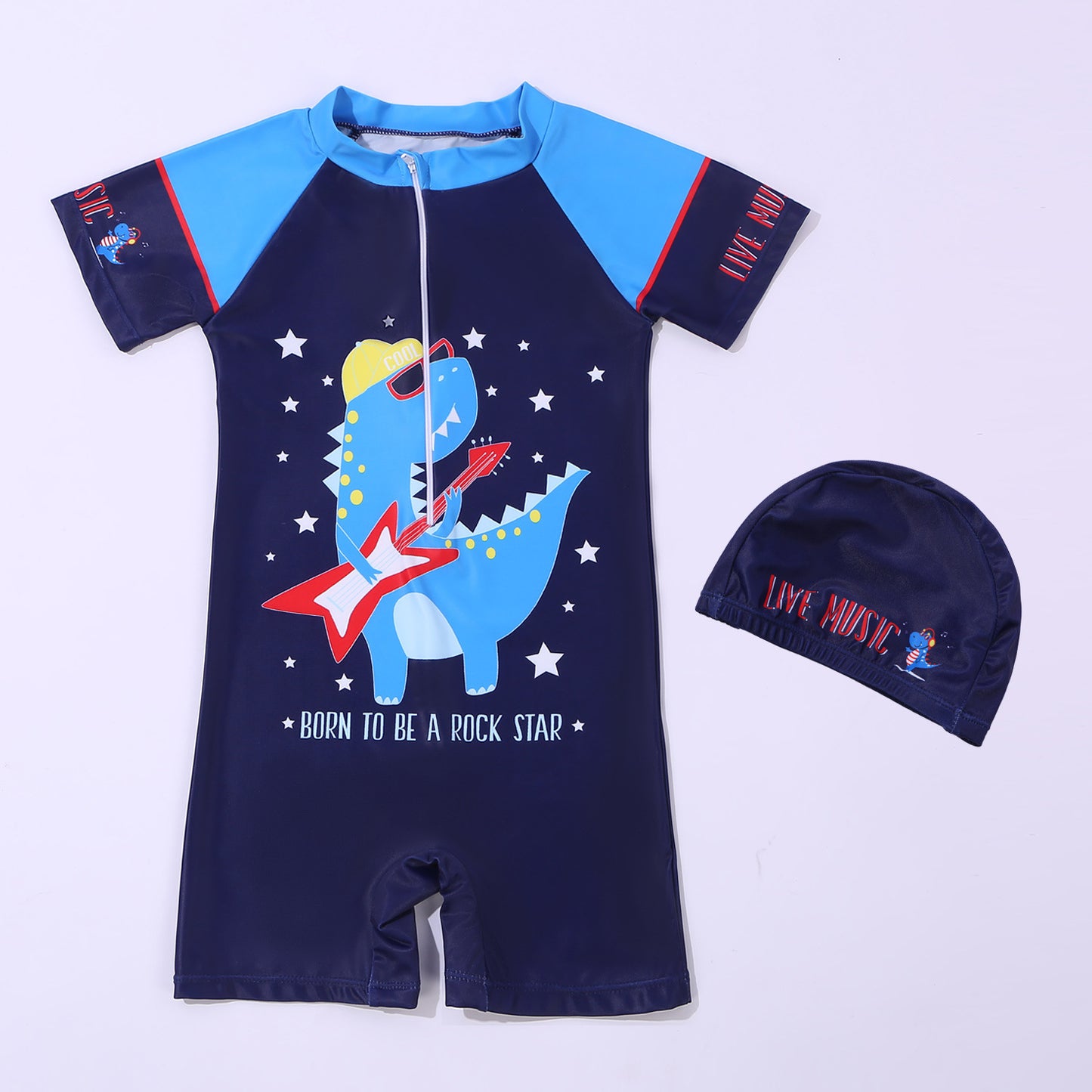 Cartoon-style boy-girl one-piece swimming suit