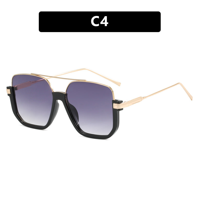 Women Double Beam Sunglasses Large Frame Retro Style
