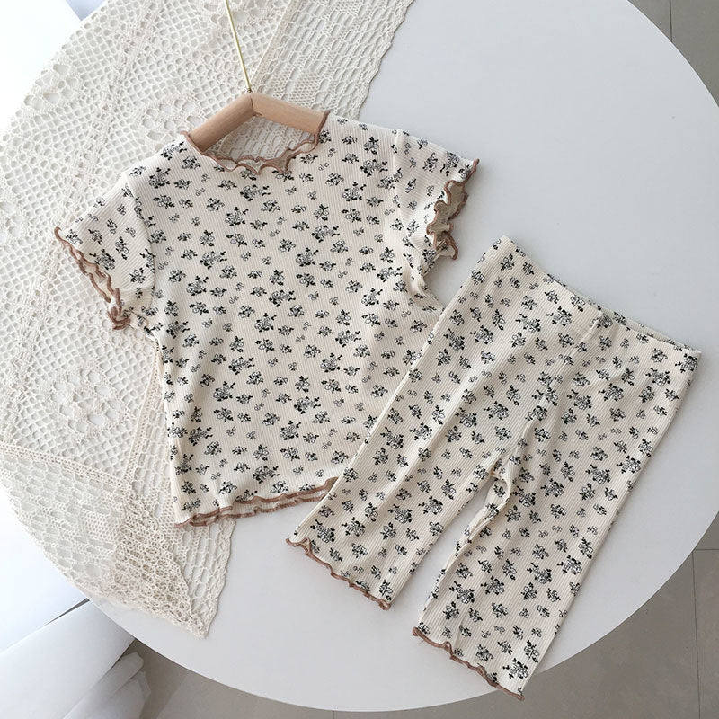 Girls Floral Short Sleeve Pajama Set