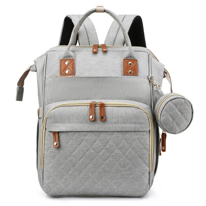 Lightweight Mommy Backpack with Foldable Baby Bed Stroller Compatible Large Capacity Diaper Bag
